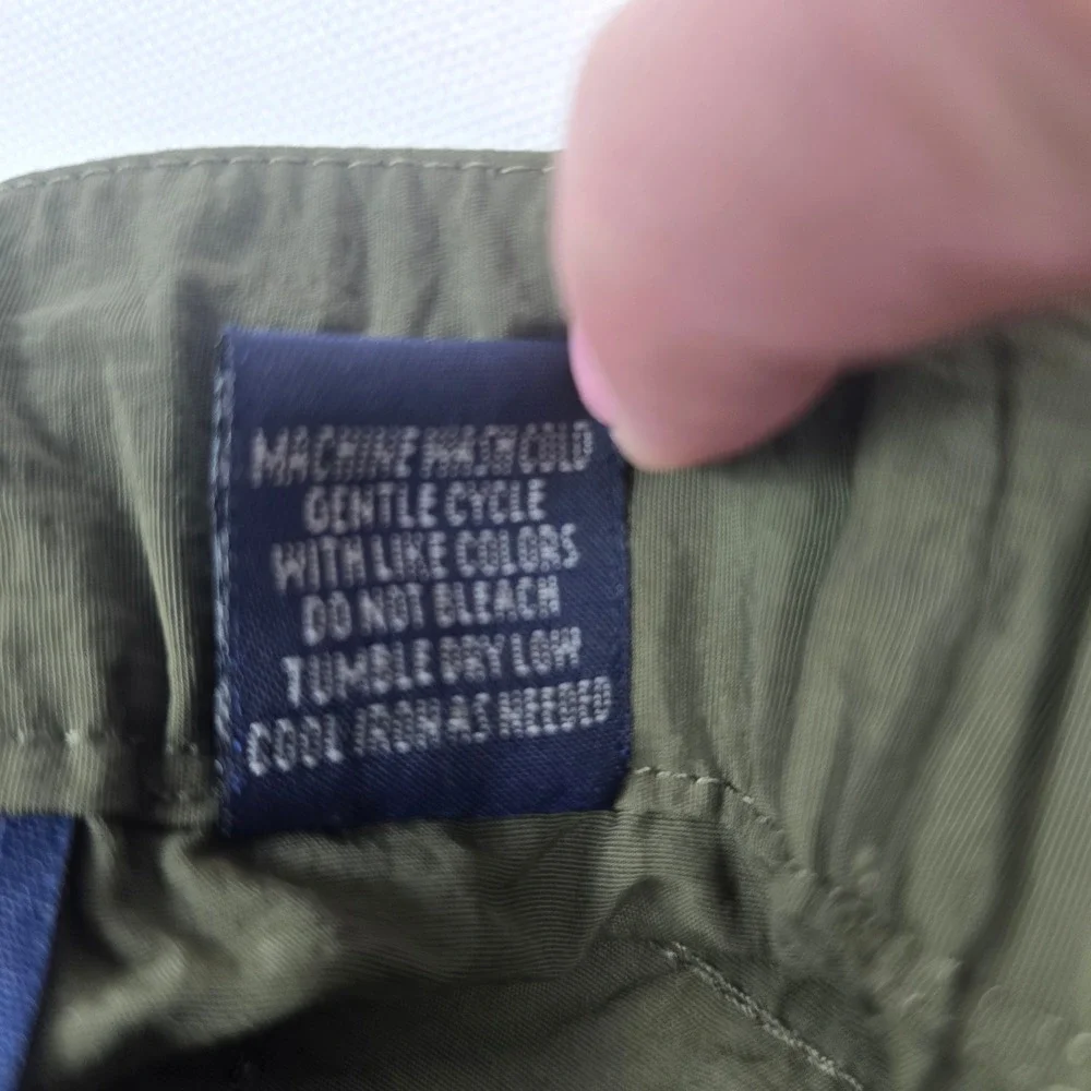 Mens Olive Green Convertible Zip Off Cargo Hiking Pants Packable Pocket NEW